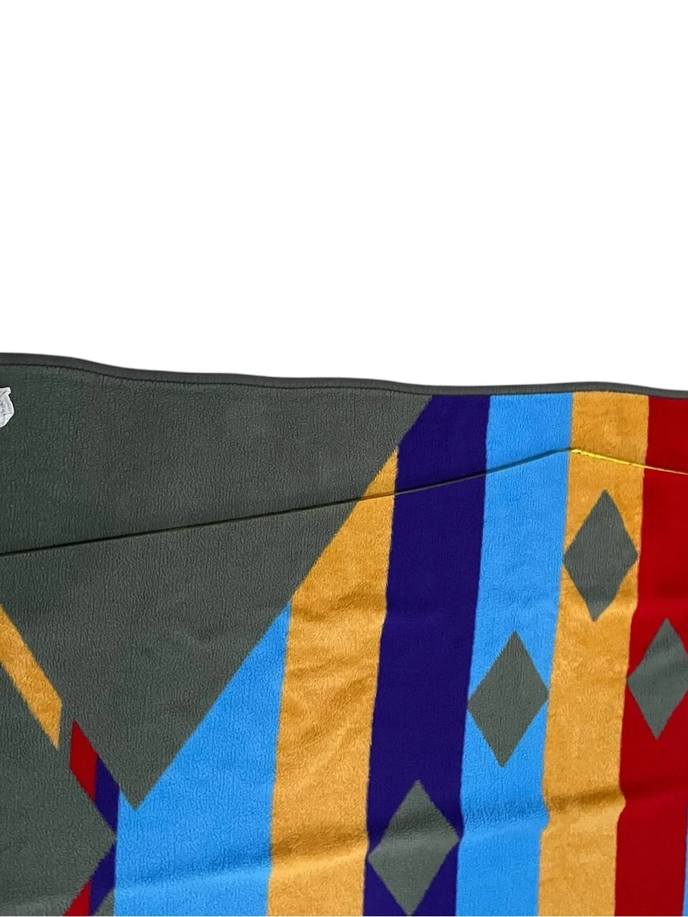 Vintage 1970s DOLAN Velour Blanket, Retro Geometric Design, 66 × 54 in